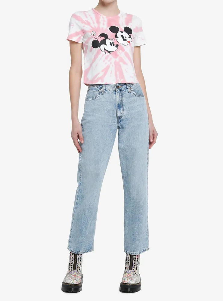 Her Universe Disney Mickey Mouse & Minnie Kiss Tie-Dye Crop Girls T-Shirt