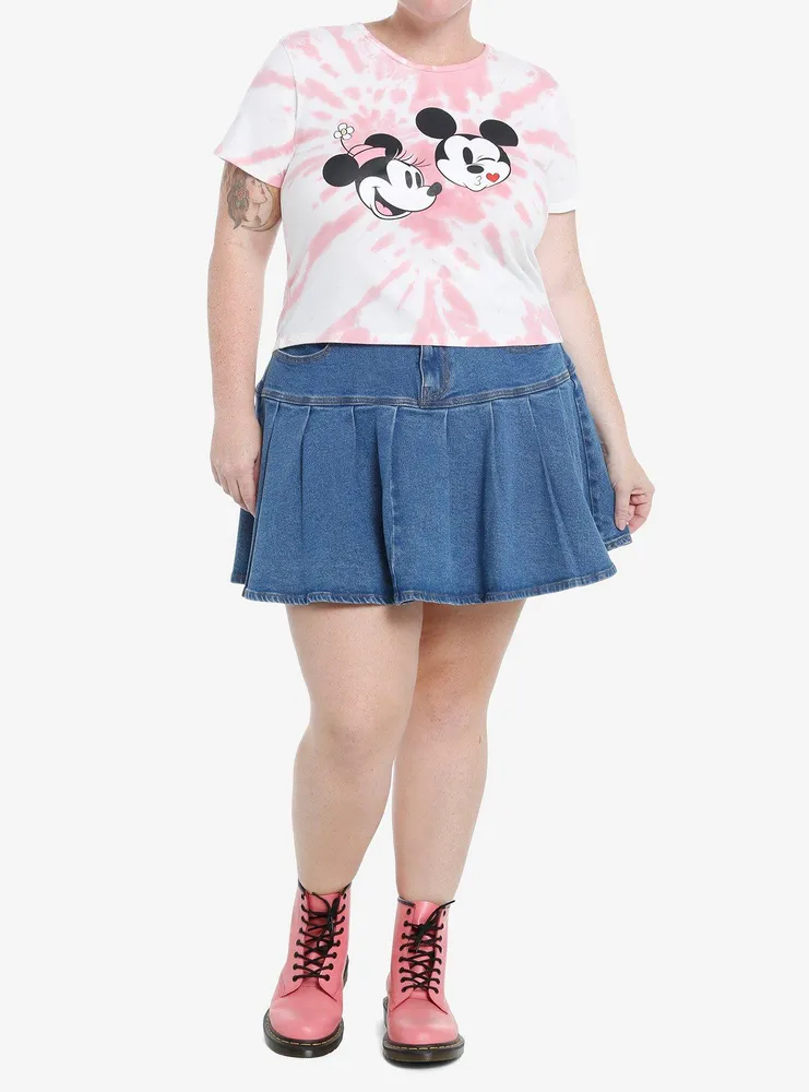 Her Universe Disney Mickey Mouse & Minnie Kiss Tie-Dye Crop Girls T-Shirt Plus