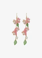 Thorn & Fable Pink Flower Drop Earrings