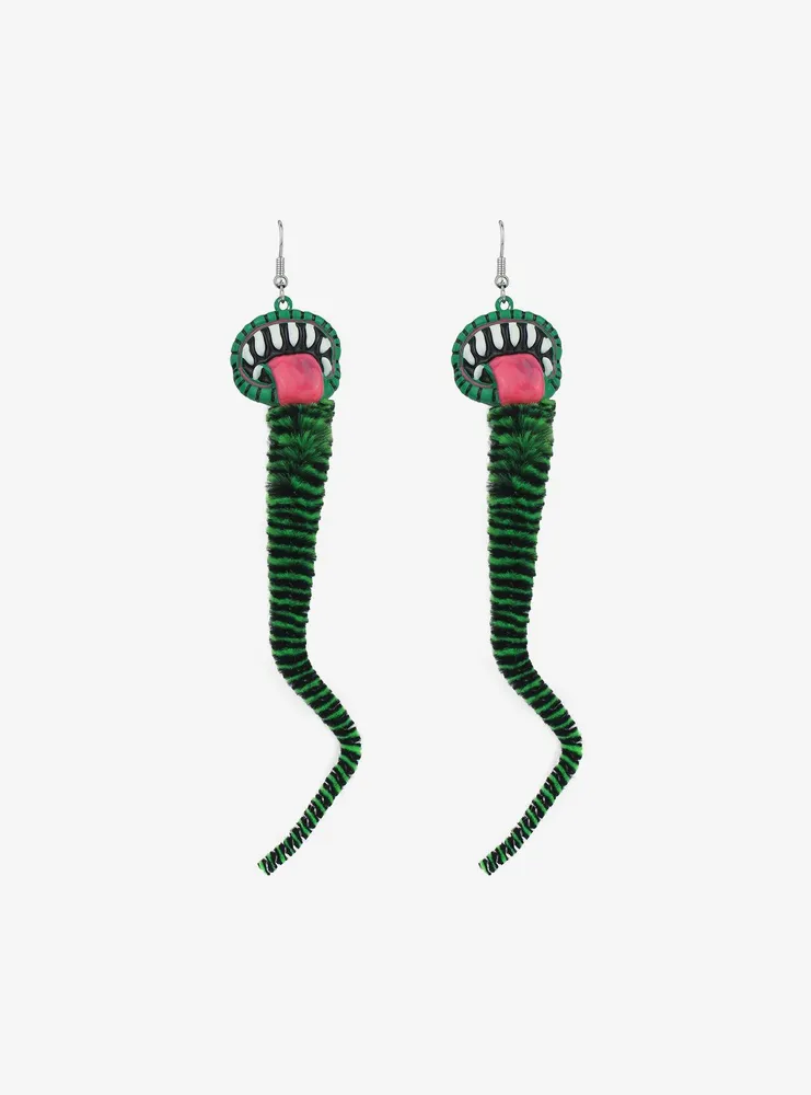 Social Collision Monster Worms Fuzzy Drop Earrings