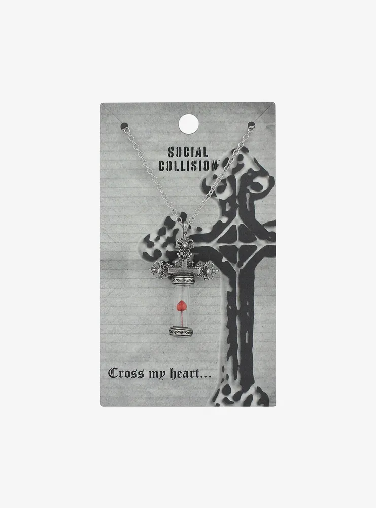 Social Collision® Rose Cross Pendant Necklace