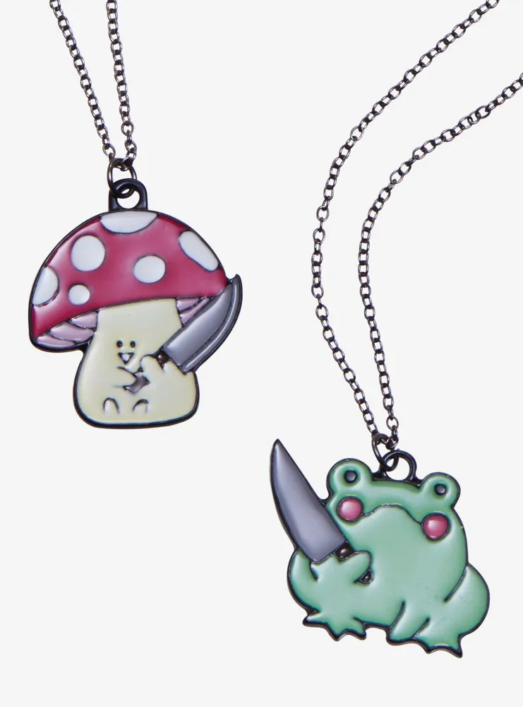 Frog & Axolotl Knife Best Friend Necklace Set