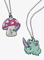 Frog & Axolotl Knife Best Friend Necklace Set