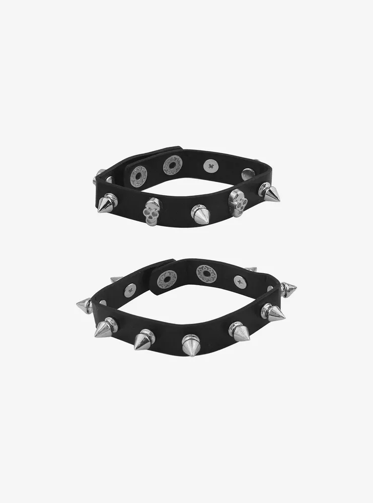 Social Collision® Spike Skull Bracelet Set