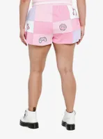Pink Gamer Patch Girls Lounge Shorts Plus