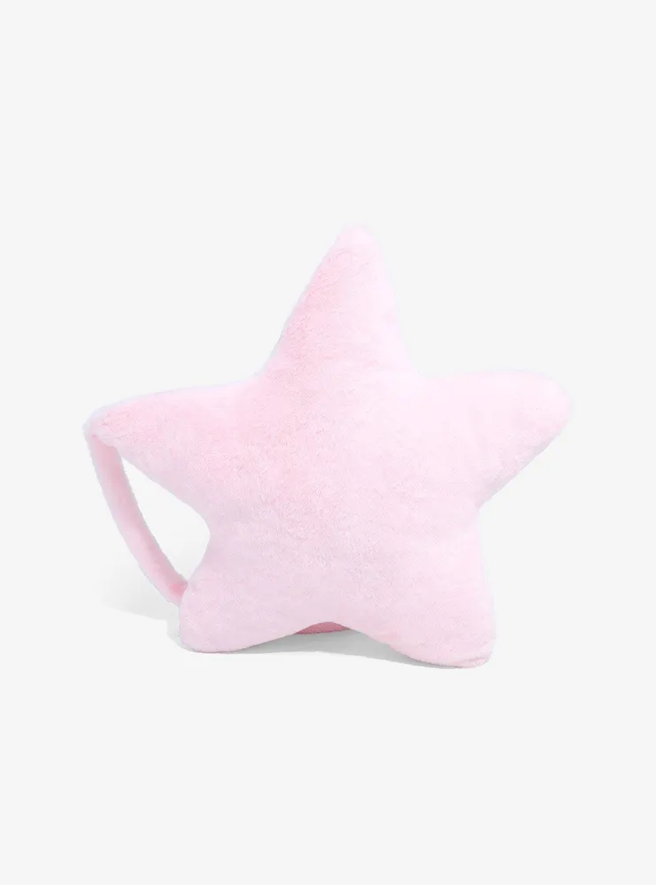 Pastel Pink Star Plush Crossbody Bag