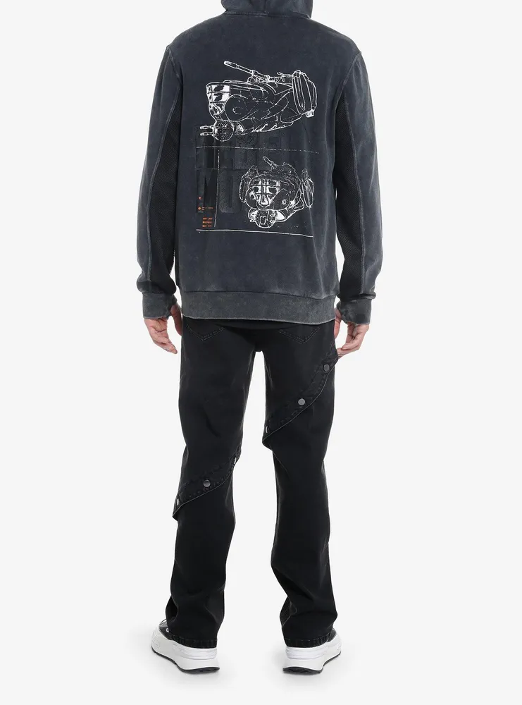 Rebel Moon Ship Mesh Panels Hoodie