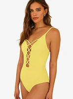 Dippin' Daisy's Bliss Swim One Piece Lemon Yellow Ribbed