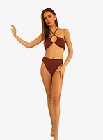 Dippin' Daisy's Amalfi Swim Top Clay Maroon Ribbed