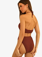 Dippin' Daisy's Amalfi Swim Top Clay Maroon Ribbed