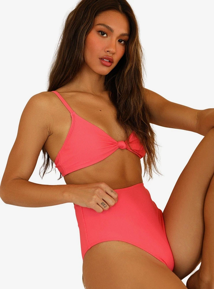 Dippin' Daisy's Zen Swim Top Calypso Coral Pink Ribbed