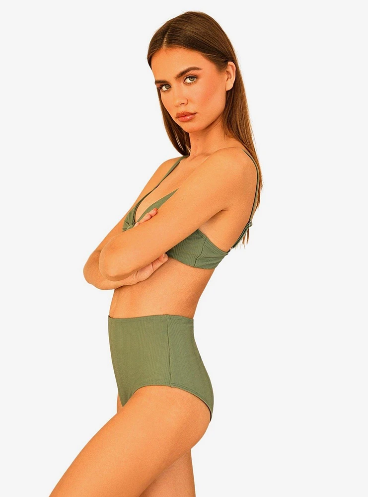 Dippin' Daisy's Balboa Swim Bottom Avocado Green Ribbed