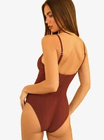 Dippin' Daisy's Bliss Swim One Piece Clay Maroon Ribbed