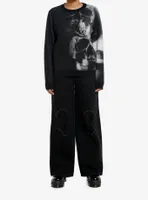Social Collision Blurry Skull Girls Knit Sweater