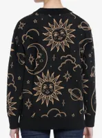 Cosmic Aura Vintage Celestial Outline Girls Cardigan