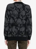 Social Collision Skull Allover Pattern Girls Cardigan