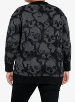 Social Collision Skull Allover Pattern Girls Cardigan Plus