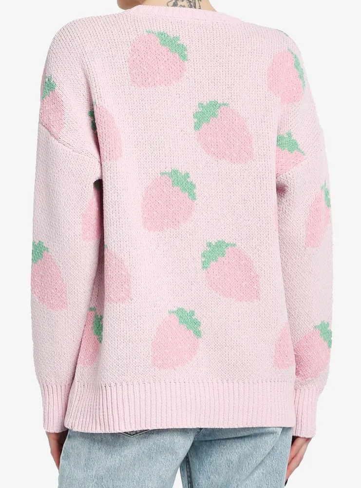 Sweet Society Pastel Pink Strawberries Girls Cardigan