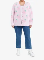 Sweet Society Pastel Pink Strawberries Girls Cardigan Plus