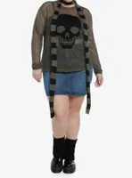 Social Collision Skull Girls Knit Sweater With Scarf Plus