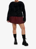 Social Collision Black Fuzzy Shag Girls Sweater Plus
