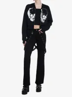 Cosmic Aura Double Skull Strange & Unusual Girls Crop Hoodie