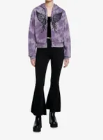 Thorn & Fable Butterfly Purple Tie-Dye Girls Crop Hoodie