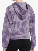 Thorn & Fable Butterfly Purple Tie-Dye Girls Crop Hoodie