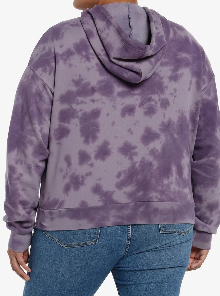 Thorn & Fable Butterfly Purple Tie-Dye Girls Crop Hoodie Plus