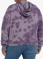 Thorn & Fable Butterfly Purple Tie-Dye Girls Crop Hoodie Plus