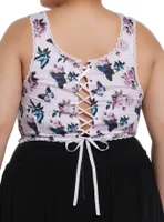 Thorn & Fable Butterfly Ribbon Girls Crop Corset Plus