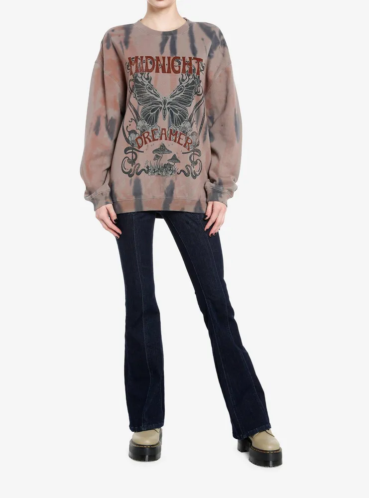 Thorn & Fable Midnight Dreamer Butterfly Tie-Dye Girls Sweatshirt