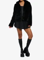 Cosmic Aura Black Faux Fur Girls Jacket