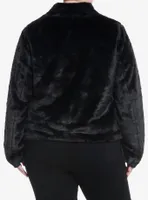 Cosmic Aura Black Faux Fur Girls Jacket Plus