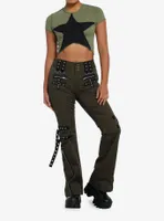 Olive Star V-Cut Girls Crop Top