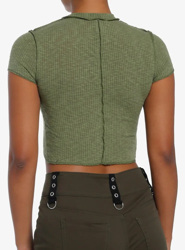 Olive Star V-Cut Girls Crop Top