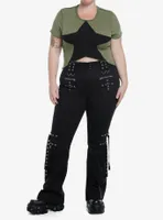 Olive Star V-Cut Girls Crop Top Plus