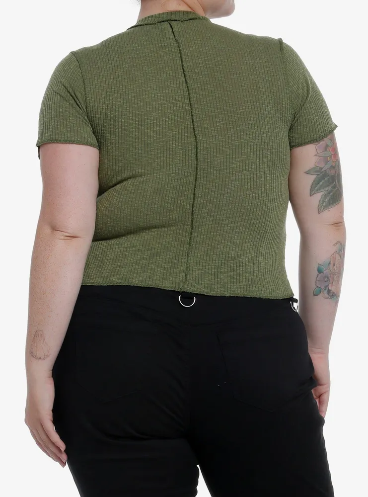 Olive Star V-Cut Girls Crop Top Plus