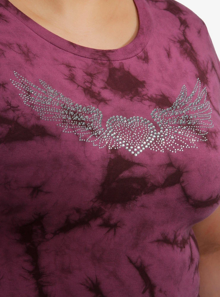 Winged Heart Rhinestone Pink Tie-Dye Girls Baby T-Shirt Plus