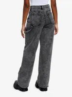 Grey Wash Wide Leg Carpenter Pants