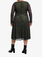 Cosmic Aura Gold Constellation Chain Belt Long-Sleeve Dress