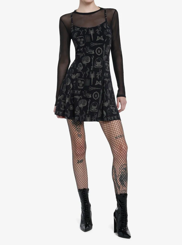 Social Collision Taxidermy Print Twofer Mini Dress