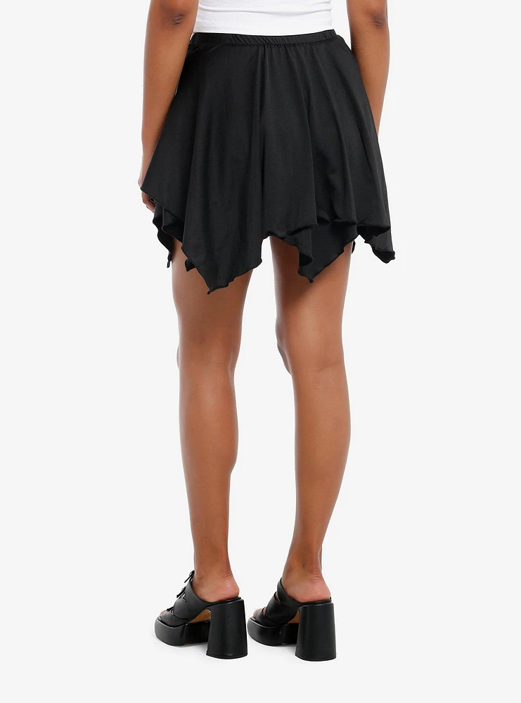 Thorn & Fable Black Flowy Hanky Hem Skirt