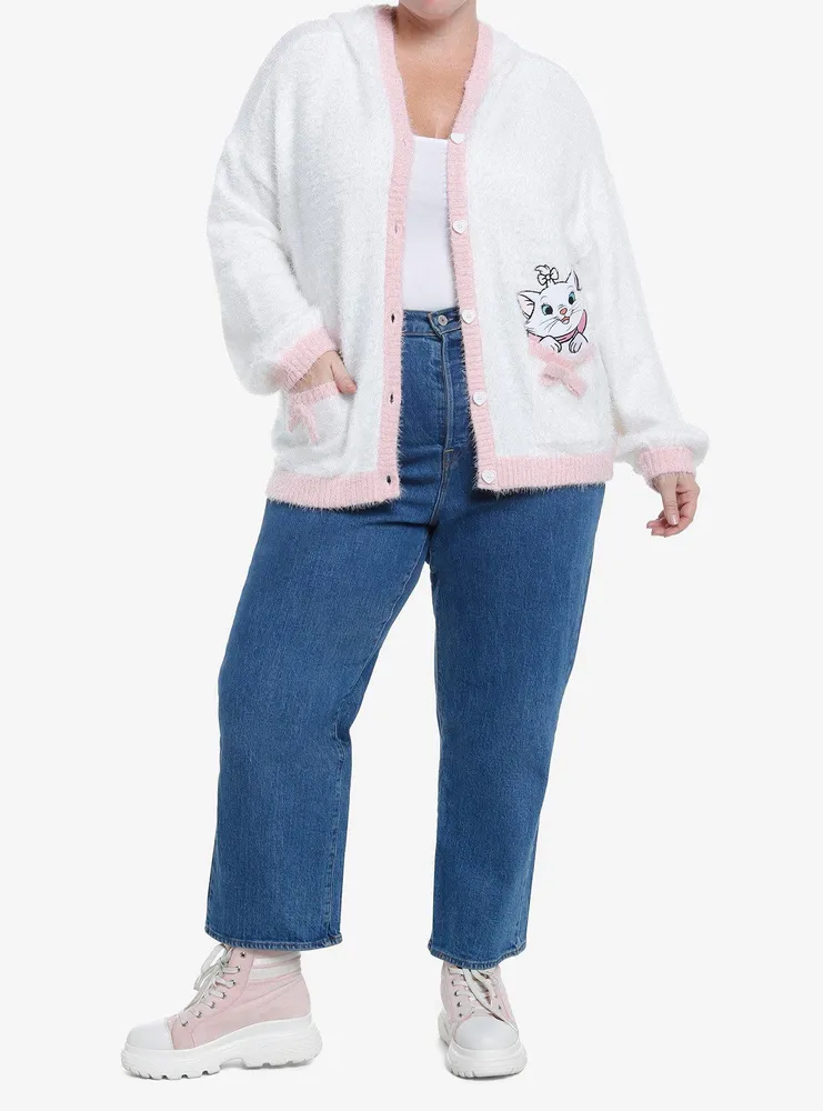 Disney The Aristocats Marie Fuzzy Hooded Girls Cardigan Plus