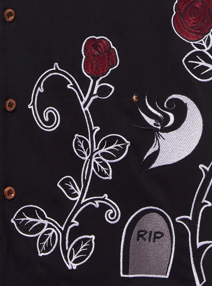 Disney The Nightmare Before Christmas Jack Skellington Roses Woven Button-Up - BoxLunch Exclusive
