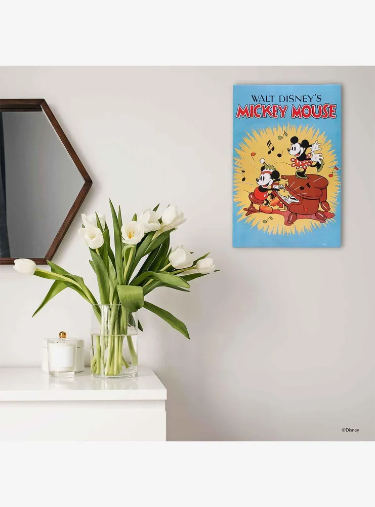Disney Mickey Mouse Piano Classic Movie Cover Canvas Wall Decor