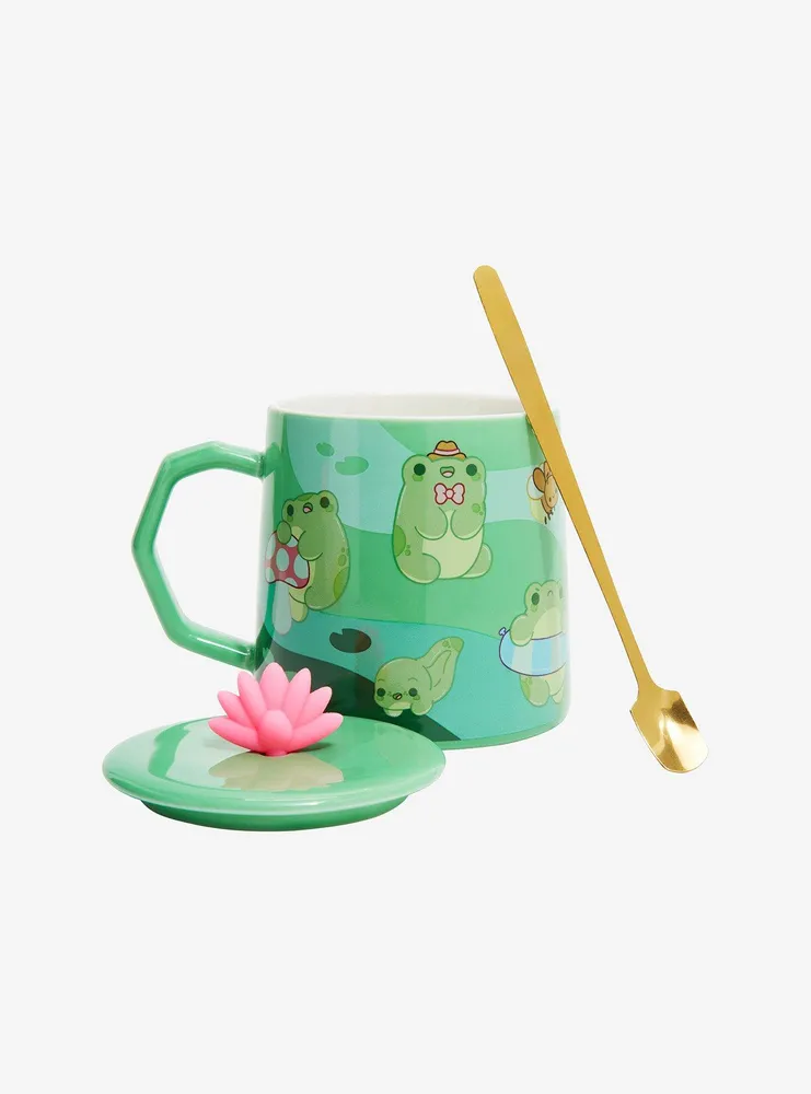Frog Lily Mug With Spoon & Lid By Bright Bat Designs