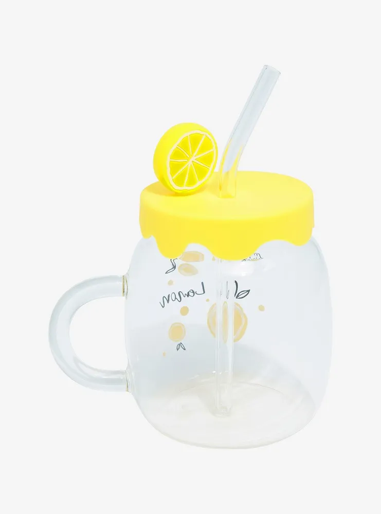 Lemon Lidded Glass Mug