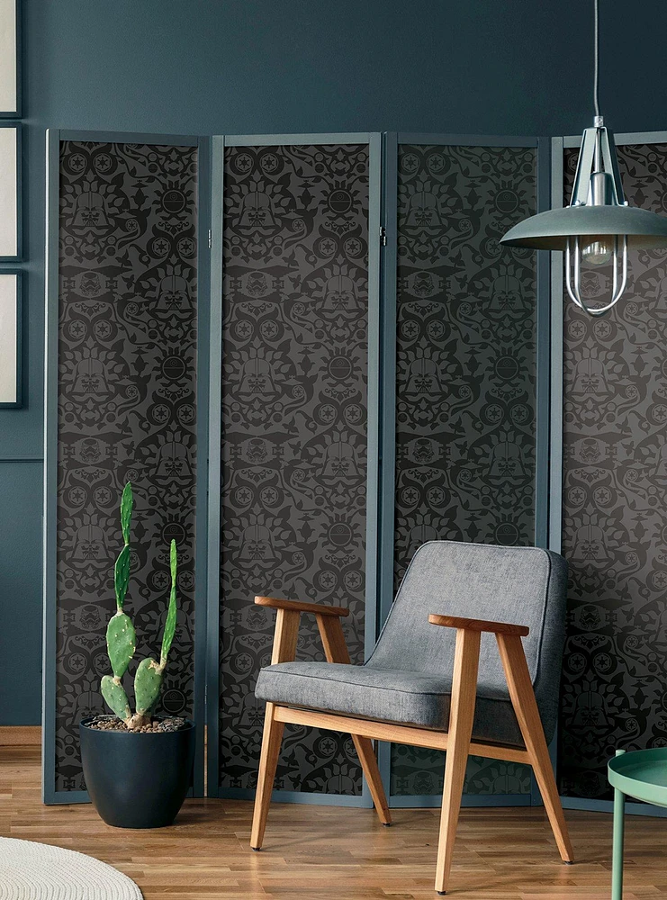 Star Wars The Dark Side Damask Charcoal Peel & Stick Wallpaper