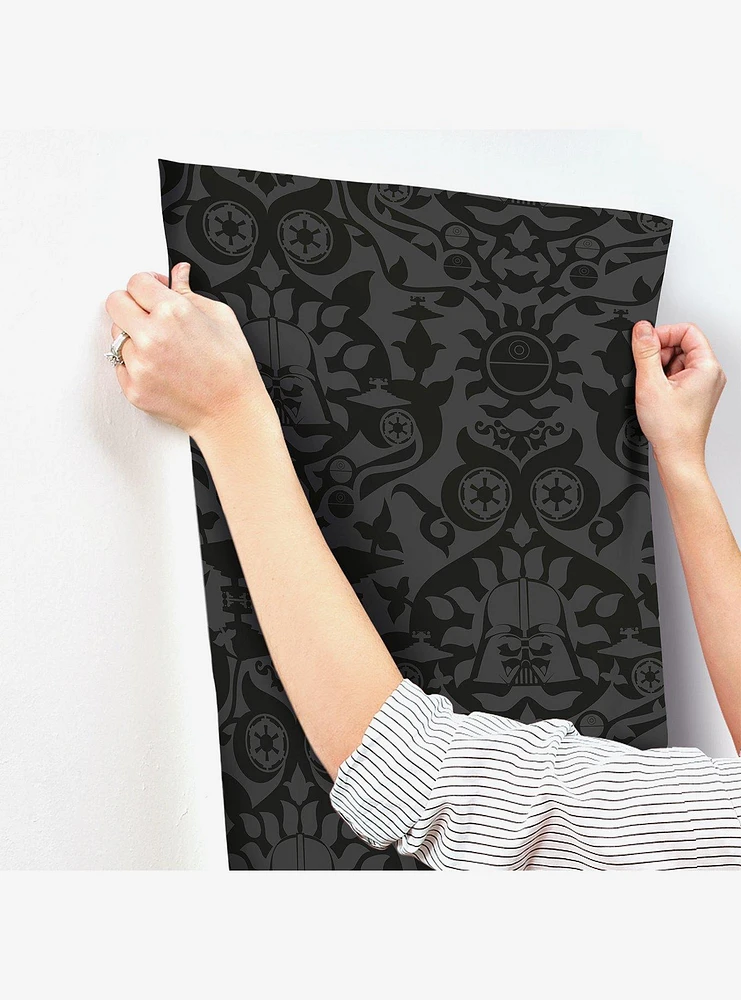 Star Wars The Dark Side Damask Charcoal Peel & Stick Wallpaper